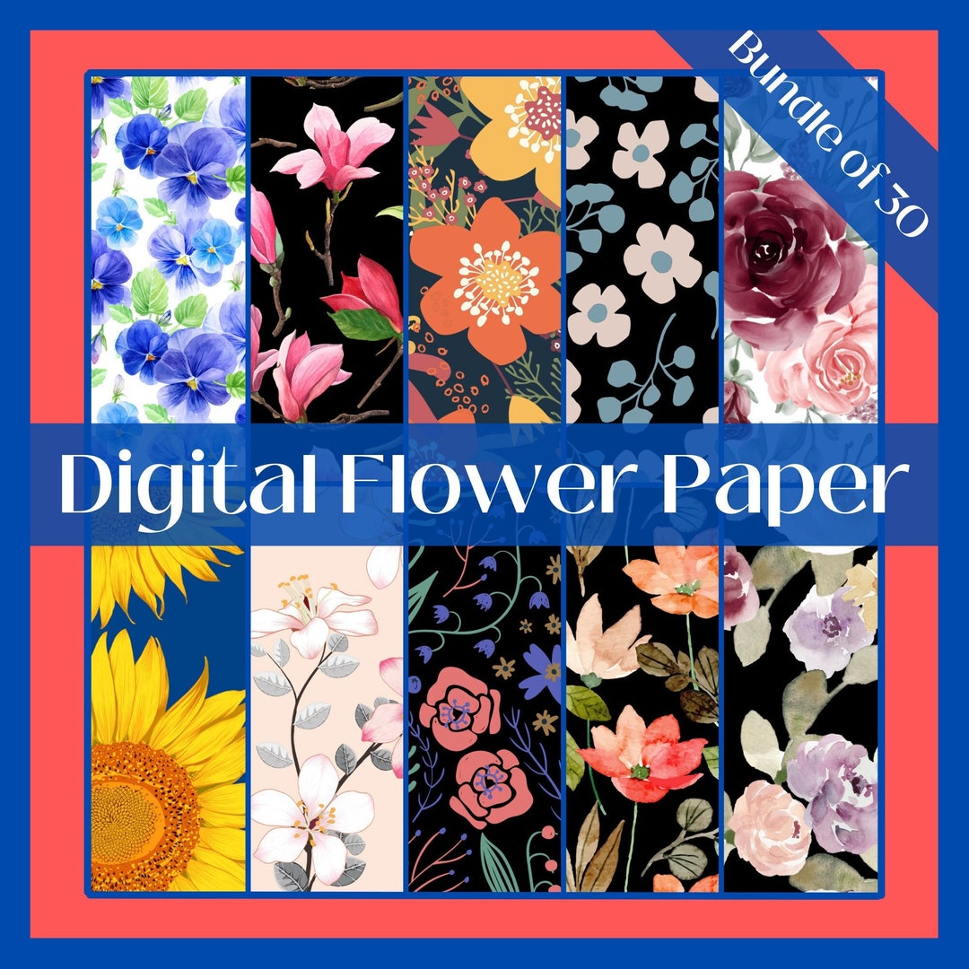 Digital Flower Paper. Printable Flower Paper. - Etsy