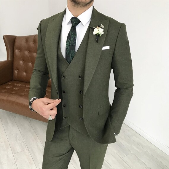 Men Suits Green Wedding Suit Green Suit 3 Piece One Button - Etsy