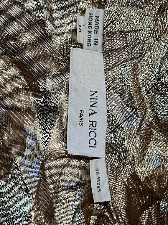 Vintage NINA RICCI 1970’s gold lamé floral leaf patte… - Gem