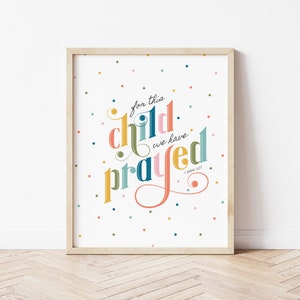 Por este niño hemos orado arte de la pared imprimible versículo bíblico arte niños habitación decoración cristianos niños escuela dominical impresiones DIGITAL DESCARGAR arte