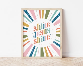 Shine Jesus Shine Wall Art Christian Home Decor Kids Printable Art Christian Songs Art Sunday School Prints Homeschool Print DIGITAL ARTWORK