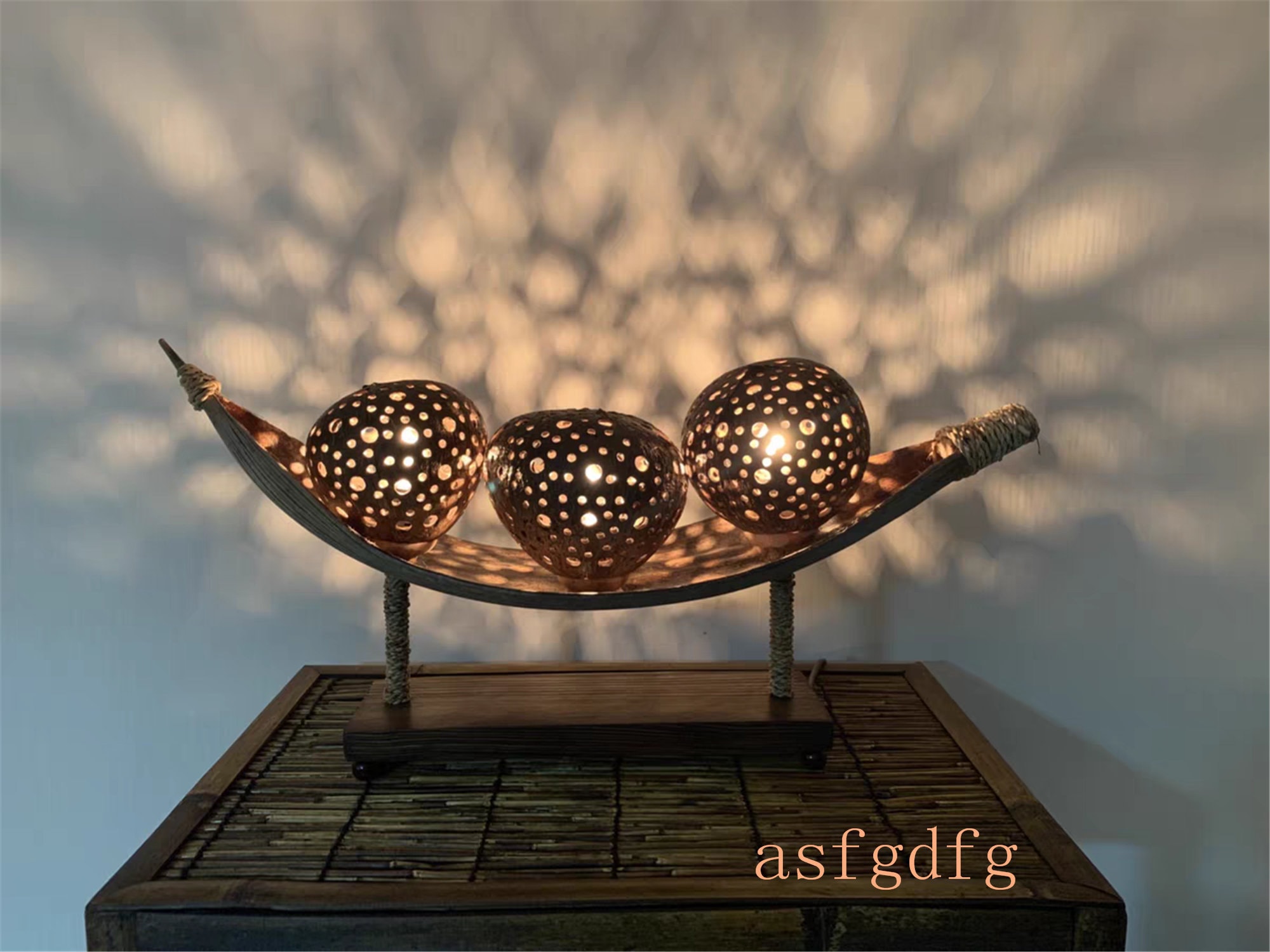 Personalized handcarved coconut shell lamp with Southeast Etsy
