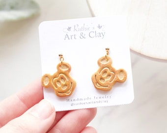 Mickey Waffle Dangle Earrings | Handmade Polymer Clay Mickey Waffle Earrings | Small Disney Inspired Earrings | Disney Park Themed Earrings