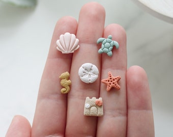 Beach Polymer Clay Stud Earrings | Handmade Polymer Clay Beach Themed Earrings | Summertime Earrings | Summer Polymer Clay Stud Earrings