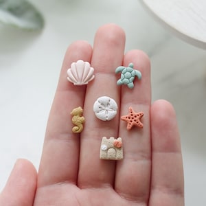 Beach Polymer Clay Stud Earrings | Handmade Polymer Clay Beach Themed Earrings | Summertime Earrings | Summer Polymer Clay Stud Earrings