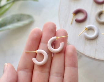 Polymer Clay Hoop Huggie Earrings Small Hoop Earrings Clay