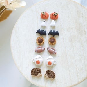 Fall and Halloween Polymer Clay Stud Earrings | Halloween Clay Earrings | Polymer Clay Fall Earrings | Handmade Pumpkin Clay Earrings