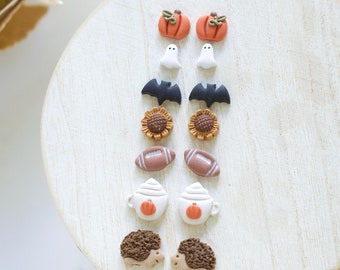 Pendientes de otoño hechos a mano / Diseños de Halloween de arcilla polimérica