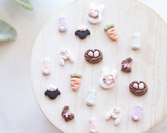 Easter Polymer Clay Stud Earrings | Small Spring Clay Earrings | Easter Bunny, Chocolate Bunny, Lamb and Carrot Earrings