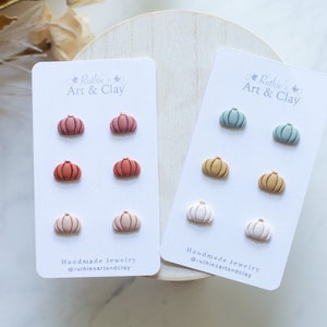 Fall Pumpkin Gourd Clay Stud Earrings | Halloween Clay Earrings | Multi Color Pumpkin Studs | Polymer Clay Fall Earrings | Pumpkin Clay Stud