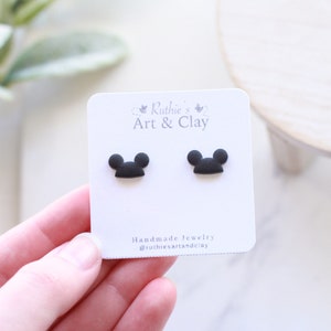 Mickey and Minnie Hat Stud Earrings Handmade Clay Disney Mouse Inspired Studs Small Earrings Mickey