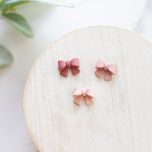 Coquette Bow Stud Earrings Handmade Polymer Clay Bow Stud Earrings Pink Bow Earrings Coquette Aesthetic Earrings Ribbon Earrings image 4