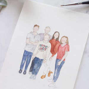 Custom Hand Painted Watercolor Familt Portrait Personalized Gift Painting from a Picture Family Painting Portrait Painting image 2