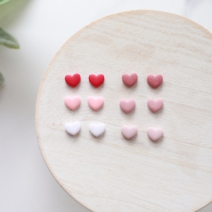 Tiny Heart Clay Stud Earring 3 Pack Handmade Polymer Clay Heart Stud Pack Valentines Day Stud Earrings image 2