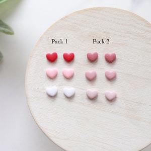 Tiny Heart Clay Stud Earring 3 Pack Handmade Polymer Clay Heart Stud Pack Valentines Day Stud Earrings image 5