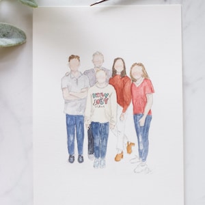 Custom Hand Painted Watercolor Familt Portrait Personalized Gift Painting from a Picture Family Painting Portrait Painting image 1