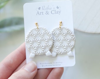 Shimmering Spaceship Earth Inspired Polymer Clay Earrings | Disney World Inspired Handmade Clay Dangle Earrings | EPCOT  Earrings