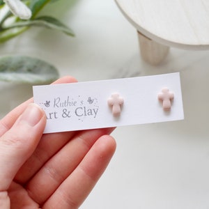 Easter Cross Clay Stud Earrings | Handmade Polymer Clay Easter Stud Earrings | Spring Clay Earrings