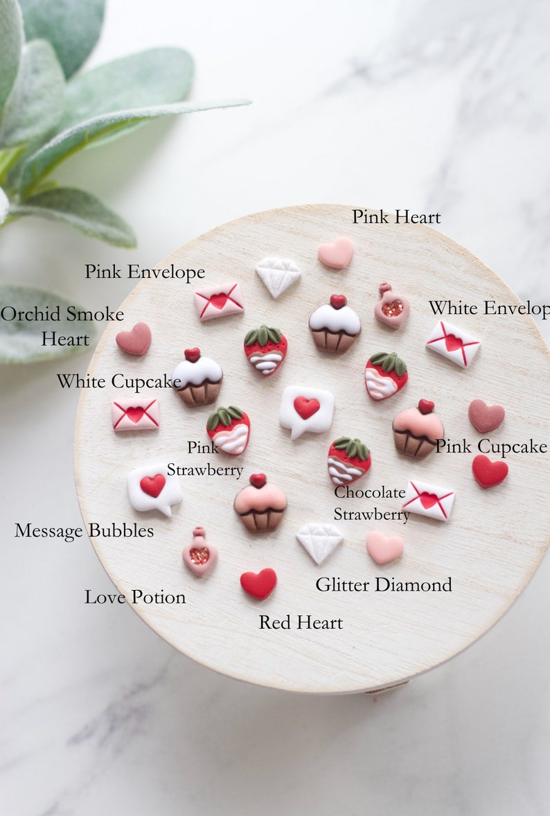 Valentine's Day Clay Stud Earrings Small Heart Clay Stud Earrings Chocolate Covered Strawberry Studs Cupcake Studs Love Potion Studs image 3