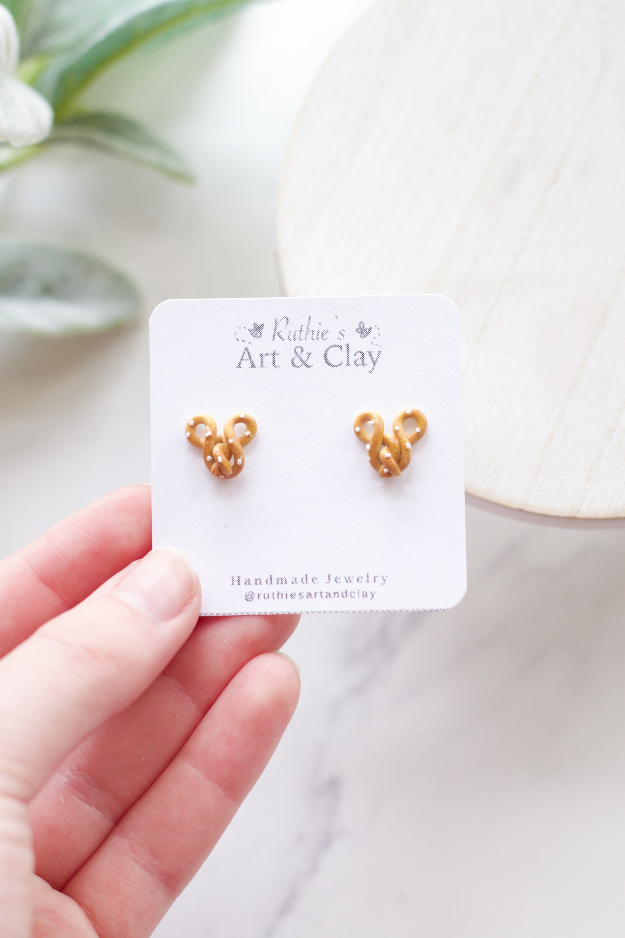 Mickey Pretzel Stud Earrings | Handmade Polymer Clay Mickey Pretzel Earrings | Small Disney Themed Earrings | Disney Park Inspired Earrings