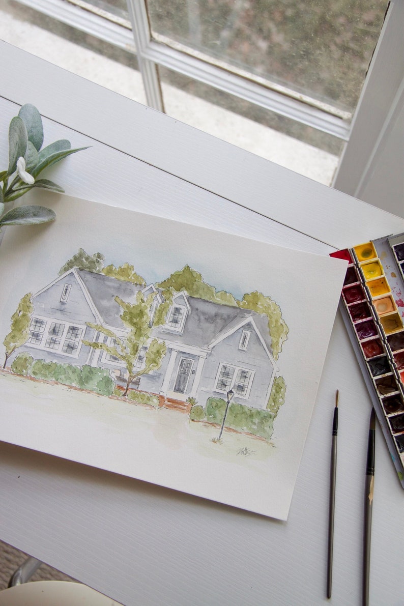 Custom Hand Painted Watercolor House Portrait Personalized Etsy