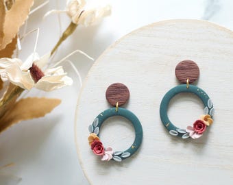 Handmade Floral Polymer Clay Earrings | Autumn Dangle