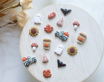 Autumn Polymer Clay Stud Earrings | Halloween Clay Earrings | Polymer Clay Fall Earrings | Handmade Clay Earring | Pumpkin Clay Earrings