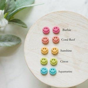 Cute Smiley Face Stud Earrings Summer Clay Studs Handmade Clay Smiley Studs Lightweight Earrings image 4