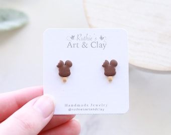 Mickey Ice Cream Bar Earrings | Handmade Polymer Clay Mickey Mouse Ice Cream Bar Stud Earrings | Disney Park Earrings | Disney Snacks