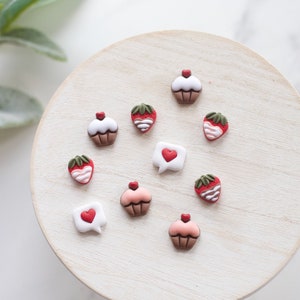 Valentine's Day Clay Stud Earring 3 Pack Handmade Clay Stud Pack Cupcake Studs Chocolate Covered Strawberry Studs Text Bubble Studs image 7