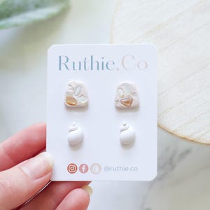 Summer Shell Polymer Clay Stud Earring 2 Pack | Handmade Polymer Clay Beachy Earrings | Summertime Earrings | Seashell Stud Earring Pack
