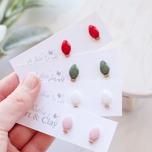 Christmas Light Holiday Polymer Clay Stud Earrings Handmade Clay Christmas Stud Earrings Christmas Light Earrings image 2