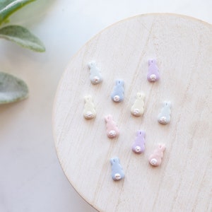 Easter Bunny Tail Clay Stud Earrings Handmade Polymer Clay Easter Bunny Stud Earrings Spring Clay Earrings Tiny Bunny Earrings image 2