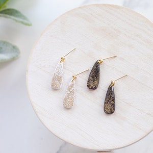 Small Clay Glitter New Year&#39;s Eve Dangle Earrings | Handmade NYE Clay Glitter Dangle Earrings | 2024 Earrings