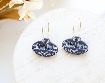 Op Ghost Host Haunted Mansion geïnspireerde oorringen | Halloween-sieraden van polymeerklei