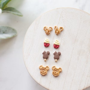 Mickey Snack Stud Earrings | Handmade Polymer Clay Small Disney Snack Inspired Clay Earrings | Disney Park Inspired Earrings
