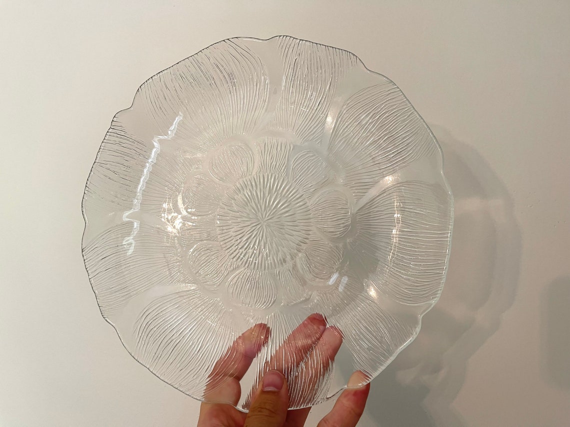 Vintage French Arcoroc Clear Glass Floral Salad Plates Set of Etsy