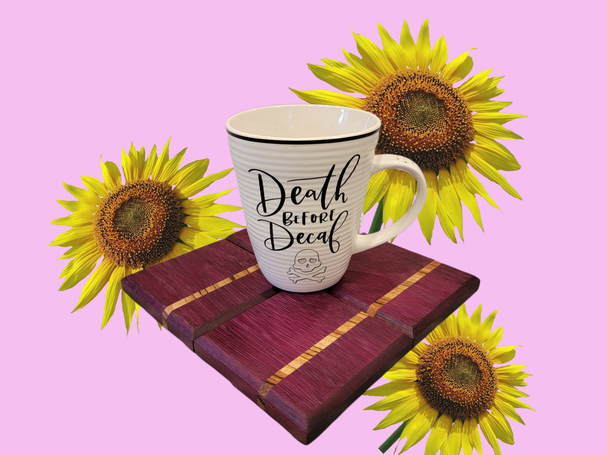 Purple Heart W/ Zebrawood Accent Coaster Set of 4 Etsy UK