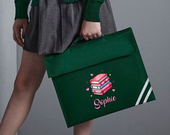 Personalisierte rosa Bücher Bookbag für Mädchen lesen zurück in der Schule Kindergarten Kindertasche