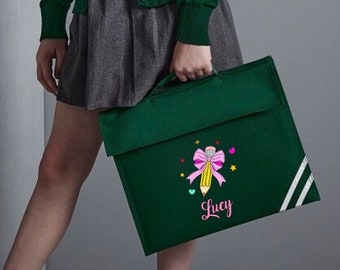 Bleistift Bogen personalisierte Büchertasche für Mädchen zurück in der Schule Kindergarten Kindertasche