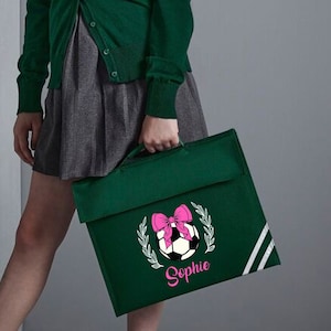 Cartable rose personnalisé avec noeud de football pour fille, sac de sport pour la rentrée des classes, maternelle