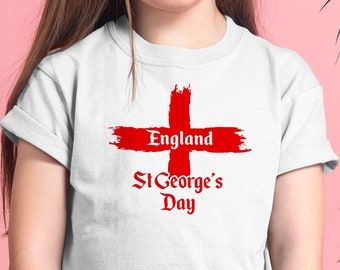 Maglietta per bambini con croce inglese del giorno di San Giorgio, maglietta per bambini Inghilterra del giorno di San Giorgio, regali per il giorno di San Giorgio