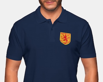 Embroidered Scotland Badge Polo Shirt For Men, Embroidered Scotland Badge Polo Shirt, Football Gifts For Sports Event