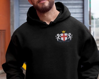 Sudadera con capucha con escudo de Inglaterra para hombre, sudadera con capucha con emblema de Inglaterra bordada, regalos de fútbol para el país