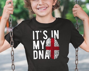 Kids England C'est dans mon ADN T-shirt pour enfants, T-shirt en Angleterre pour enfants, cadeaux pour enfants pour la campagne