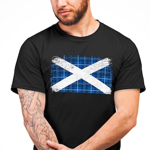 Scotland Tartan T shirt For Men, Mens Scotland T Shirt, Country Gifts For Rugby
