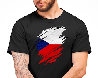T-shirt drapeau de la République tchèque pour homme, t-shirt pour homme avec effet drapeau déchiré tchèque, cadeaux personnalisés pour événement sportif