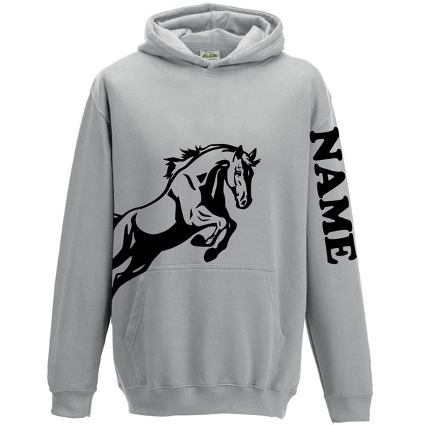 Personalised Horse Riding Hoodie for Boys and Girls, Equestrian Gifts Custom Name Birthday Gift Christmas Top Sweatshirt Pony Clothes