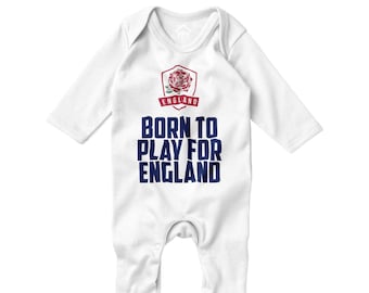 Born to Play for England Romper Suit, Sleepsuit for Babies Sleep