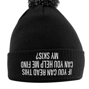 If You Can Read This Help Find My Skis Bobble Hat, Funny Skiing Hat, Ski Beanie Hat for Men Women Kids Winter Skiing Gifts Birthday Gift